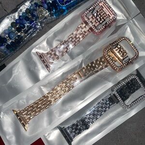 Rose Gold and Silver Watch Bands with Rhinestones 38mm